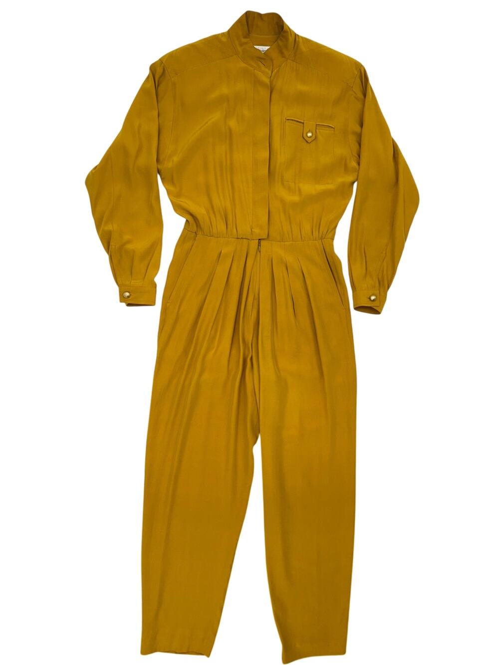 Vintage 90s Silk Jumpsuit Gold Amber Women's 2P Liz Claiborne